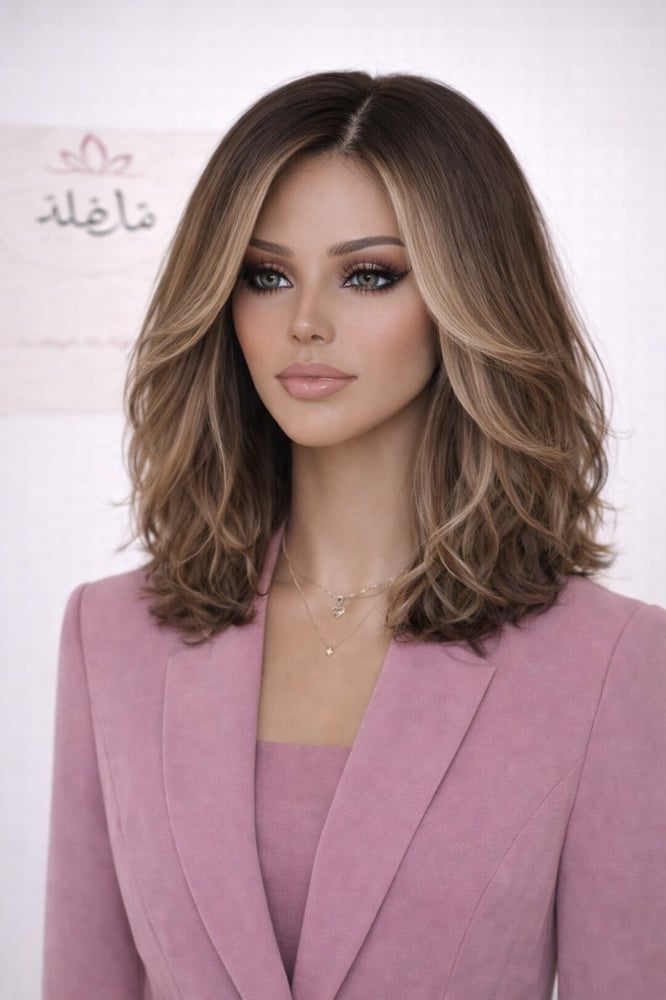 باروكة شعر طبيعي _ مدرجه _ مخصل _ طول ١٢ انش-جذور اماميه-فروه دانتيل-كثافه 180%