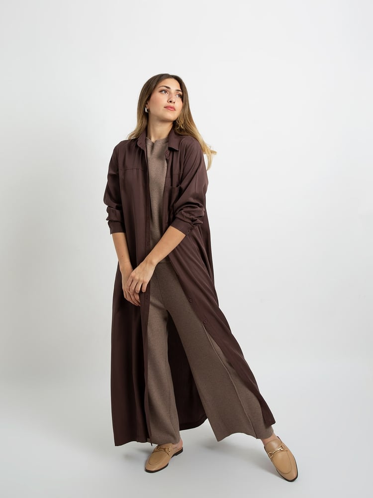 طقم محبوك بني