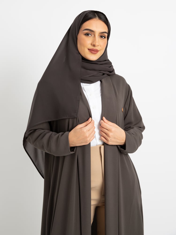 عباية عملية مفتوحة - رمادي غامق