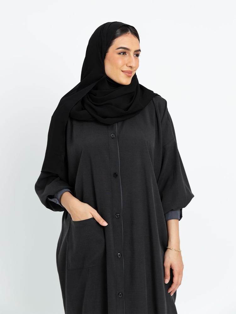 عباية شيرت واسع -  أسود فحمي