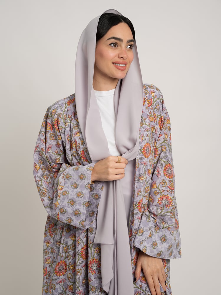 عباية واسعة زهرة اللافندر بنفسجي