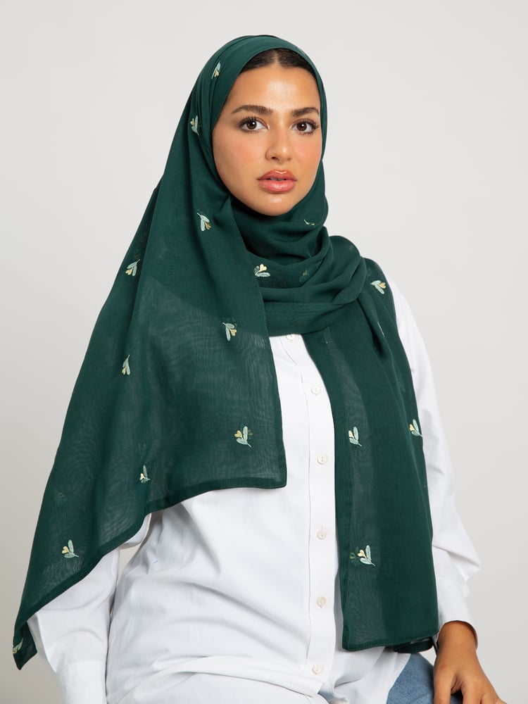 طرحه بوال طبقتين ورود القلب أخضر غامق