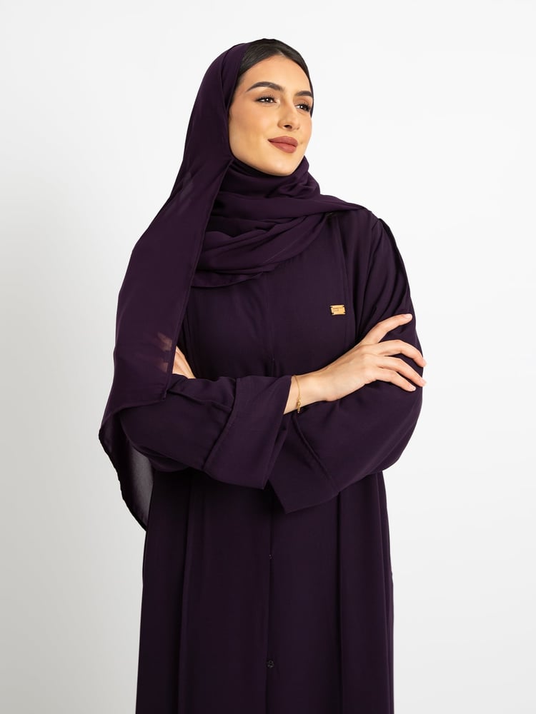 عباية عملية مقفلة - بنفسجي غامق