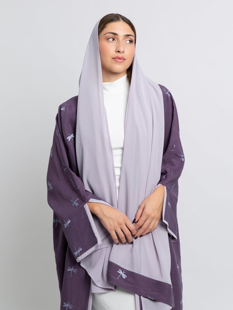 عباية بدون طرحة الفراشات بنفسجي