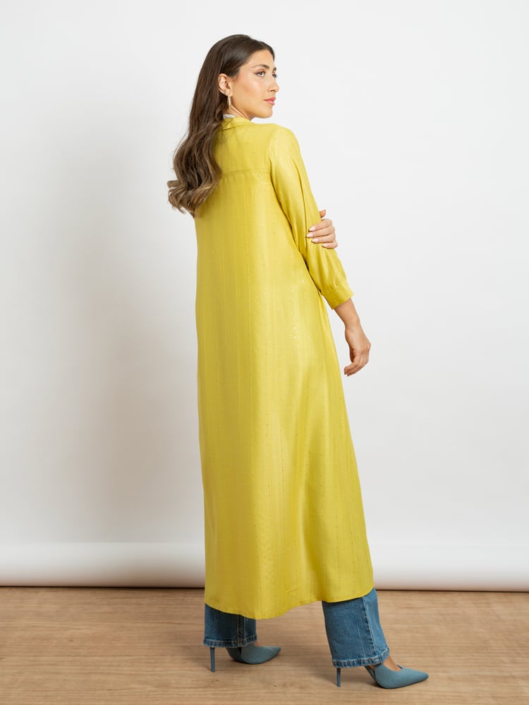 ميدي شيرت عباية - أصفر مخطط بترتر