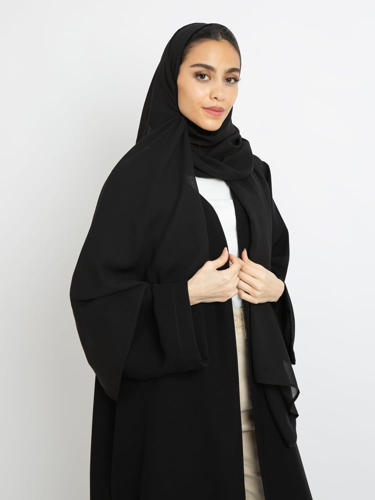عباية طويلة بقصة عادية - أسود