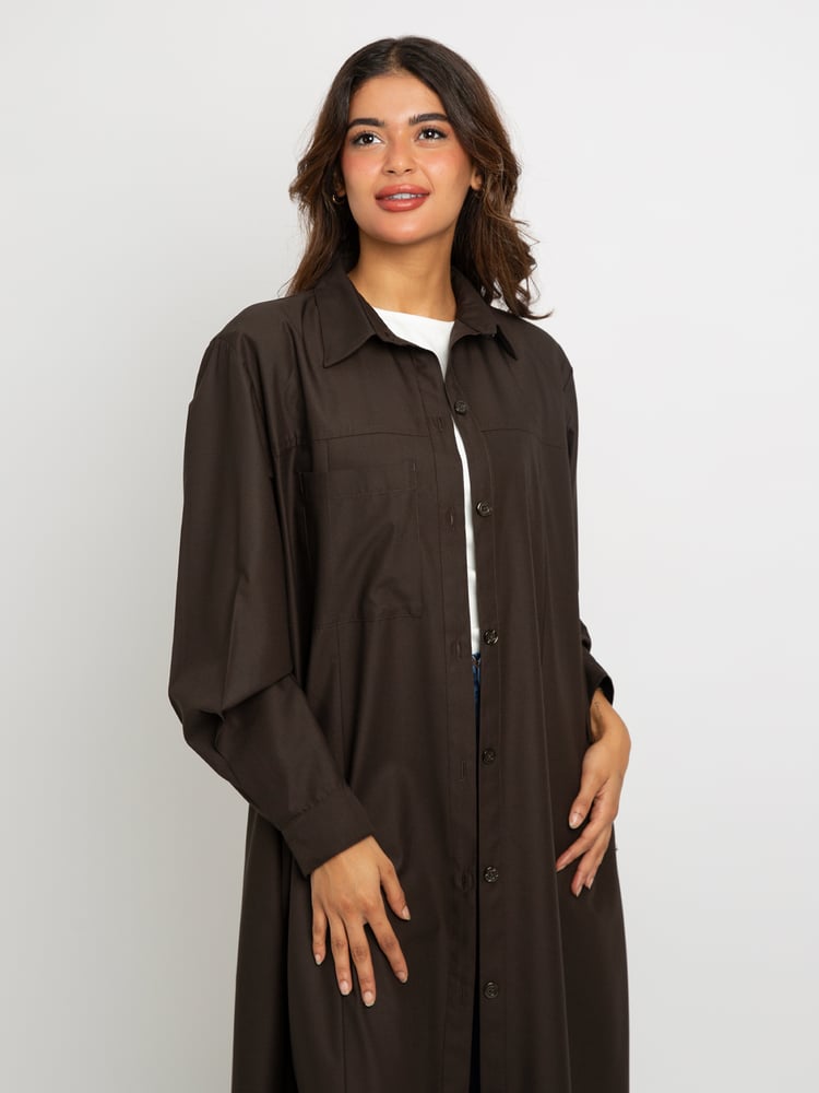 عباية مقفلة شيرت بني