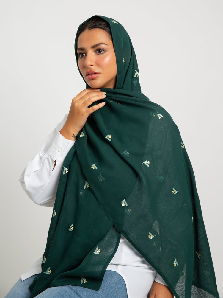 طرحه بوال طبقتين ورود القلب أخضر غامق