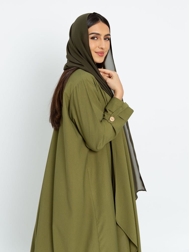 عباية فري ستايل خفيفة - زيتي