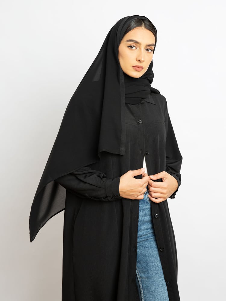 شيرت عباية بقماش يوريو فاخر - أسود