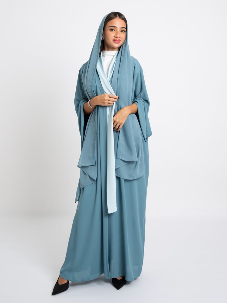 عباية فلوستايل أزرق مع سماوي