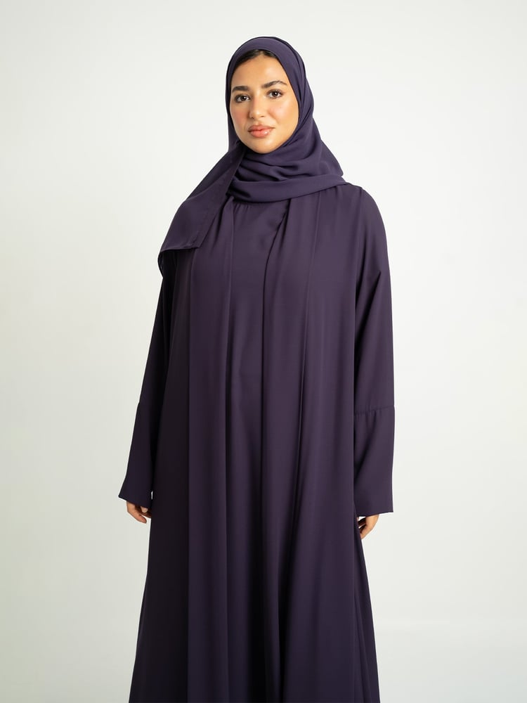 عباية نص كلوش لف بكولة بنفسجي داكن