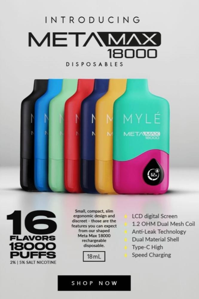 سحبة مايلي 18000 موشة ميامي منت - Myle Meta Max 18k Puff Miami Mint