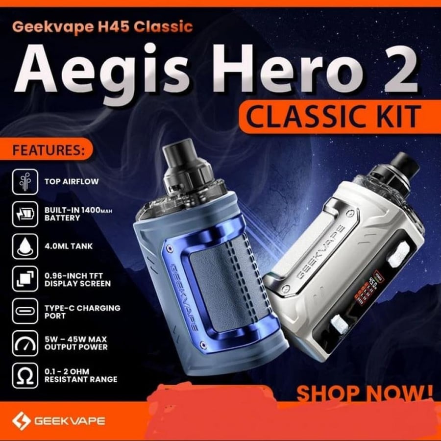 شيشة و سحبه جيك فيب اتش 45 كلاسيك ايجست هيرو GEEKVAPE H45 Aegis Hero