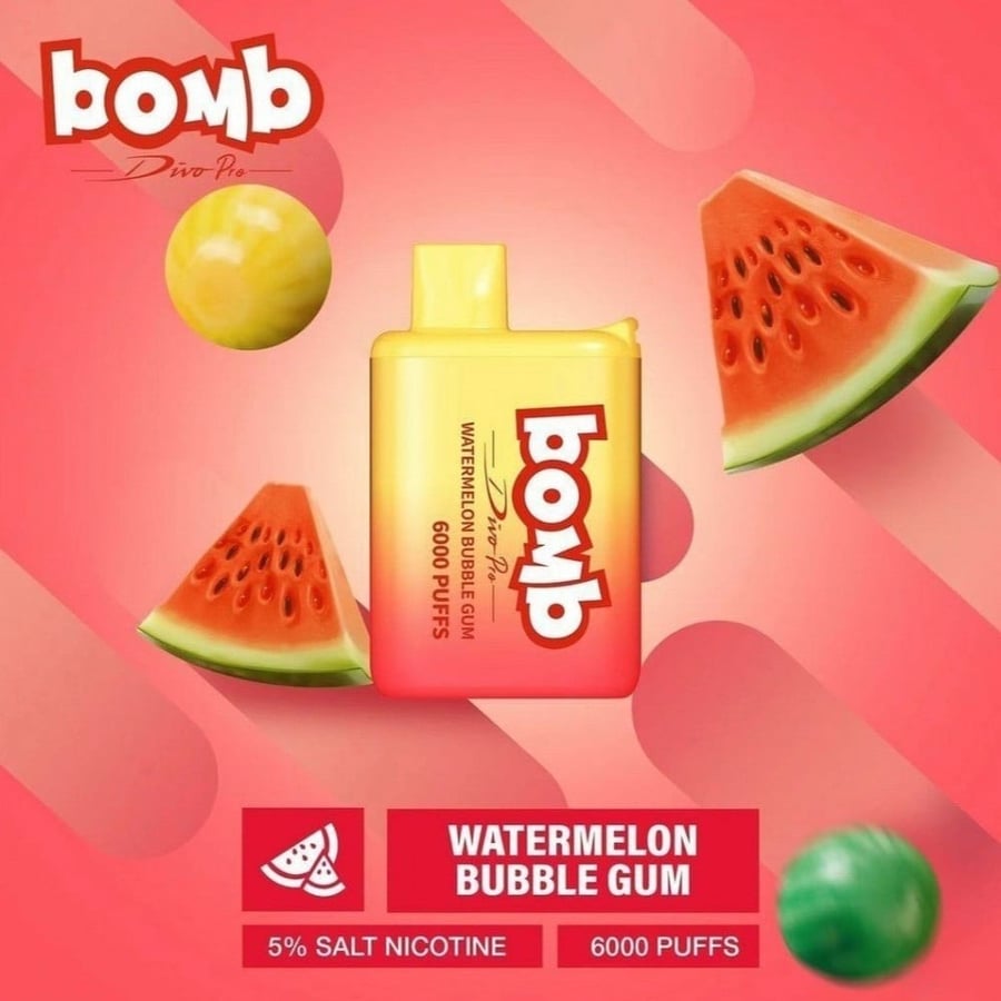 سحبة بومب 6000 موشة علكة البطيخ BOMB 6000 PUFF WATERMELON BUBBLE GUM