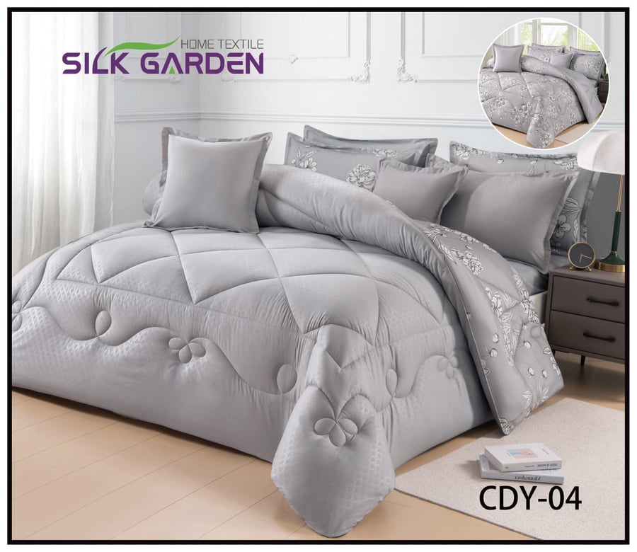 *وصل حديثا   موديلات ٍصيفيه بتصميماتٍ حديثه وبإلوان جذابة *  مفرش  8 قطع نفرين  *حشوه وسط صيفي ساده وجهين   *خامة مكروفايبر* 1 لحاف نفرين  220*240سم  1 شرشف مغاط 200*200 4كيس مخده 50*70سم 2كيس خداديه45*45س…………………….   كما يوجد نفر ونص  4 قطع  والقطع كالتال