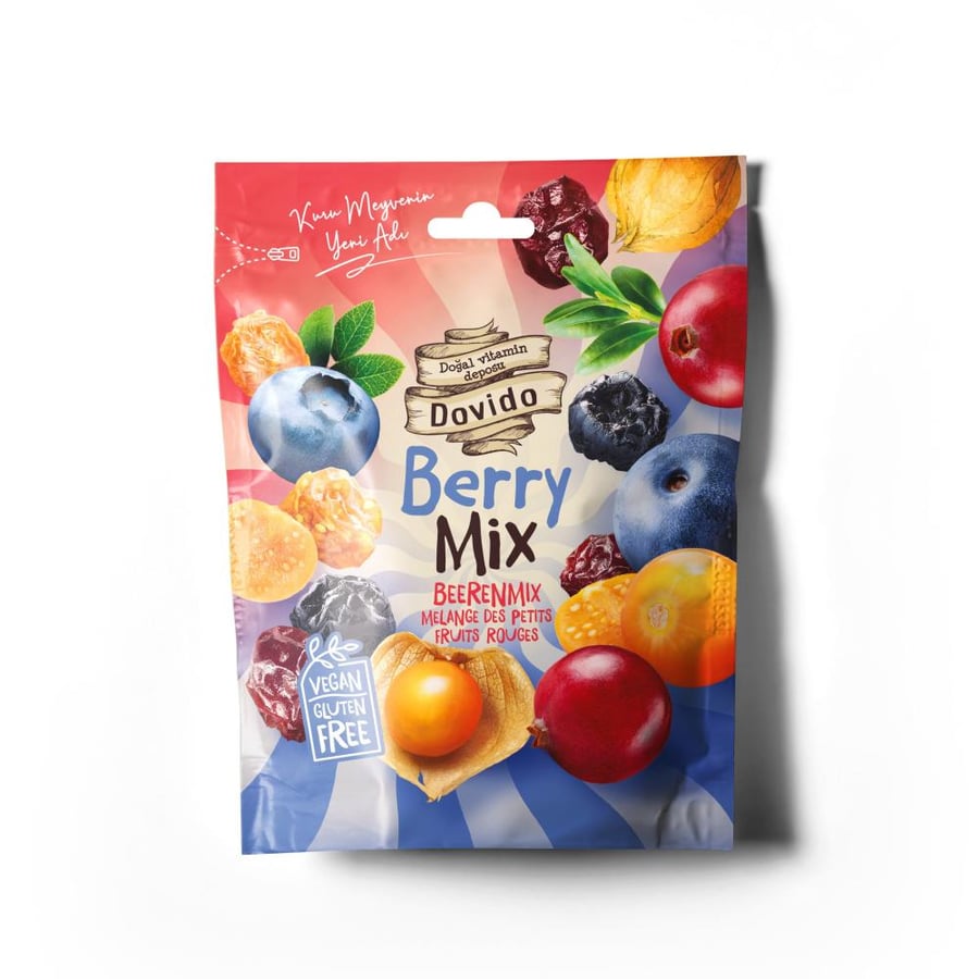 توت مجفف طبيعي مشكل – Dovido Berry Mix (100 جم | نباتي وخالي من الغلوتين)