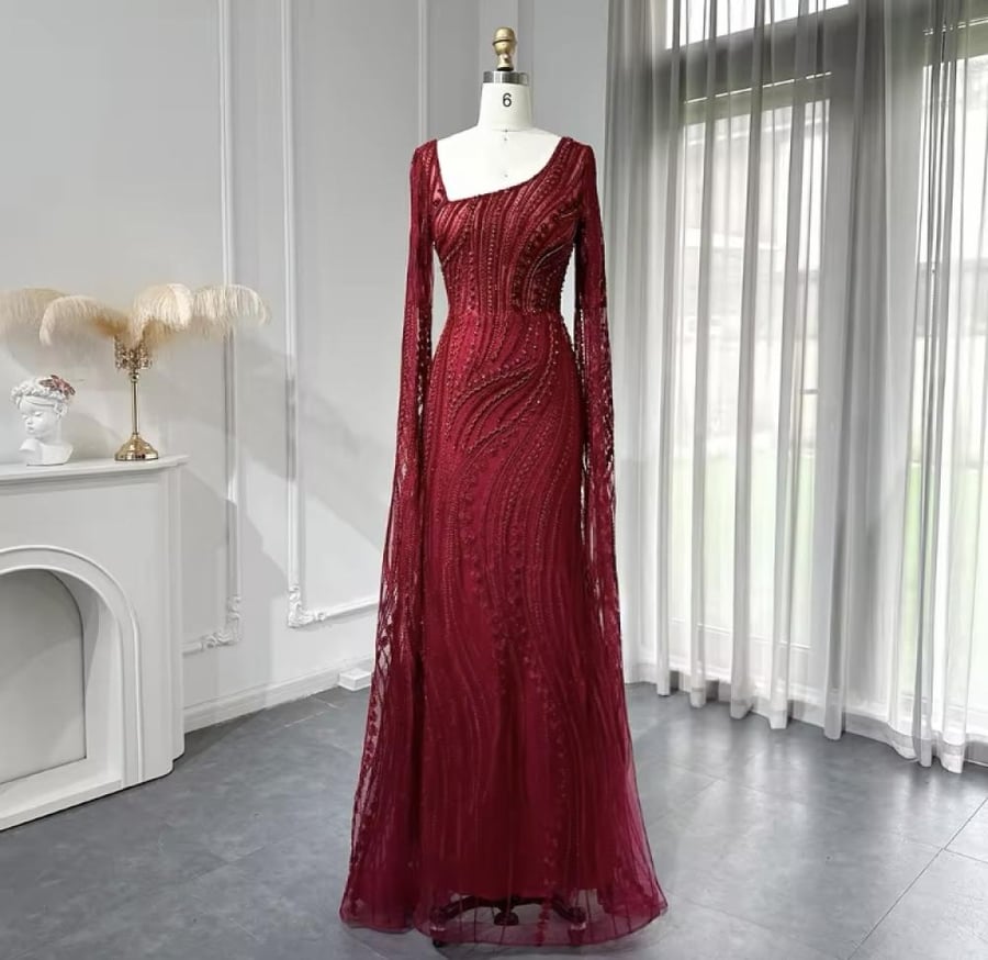 Dress mask with full embroidery with sleeves cape