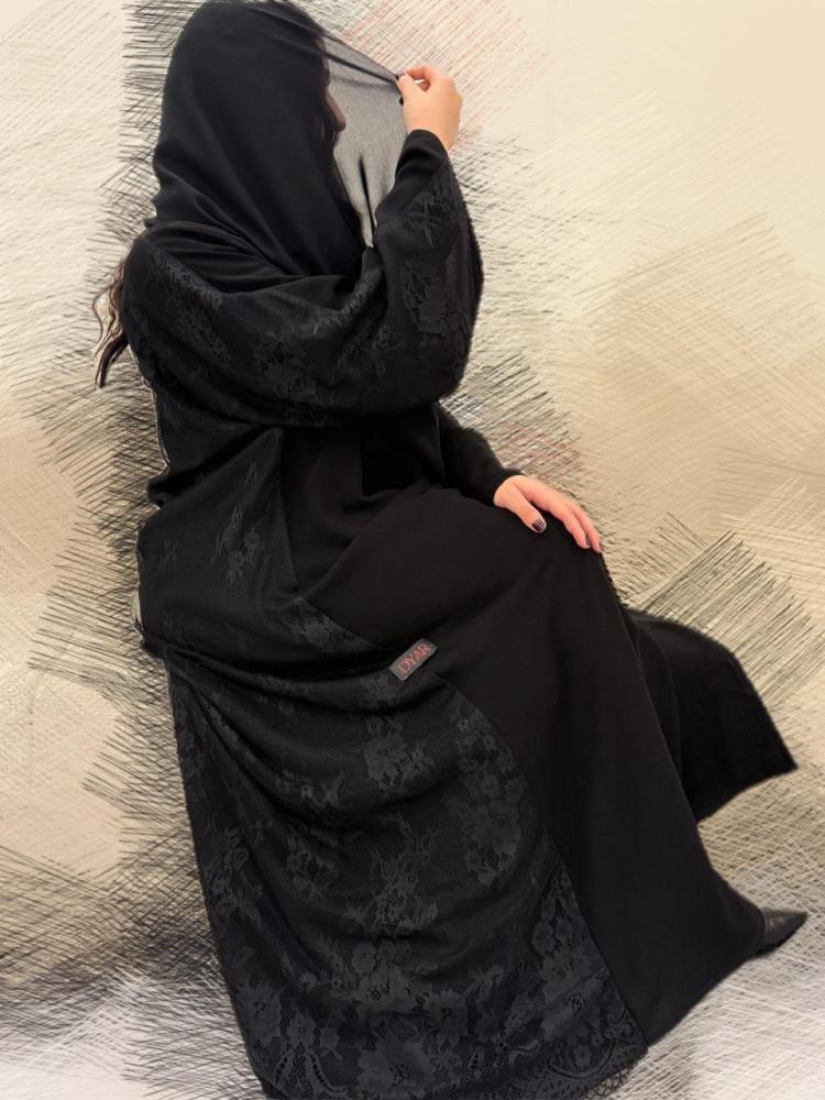 عباية بدانتيل فرنسي من الخلف D15