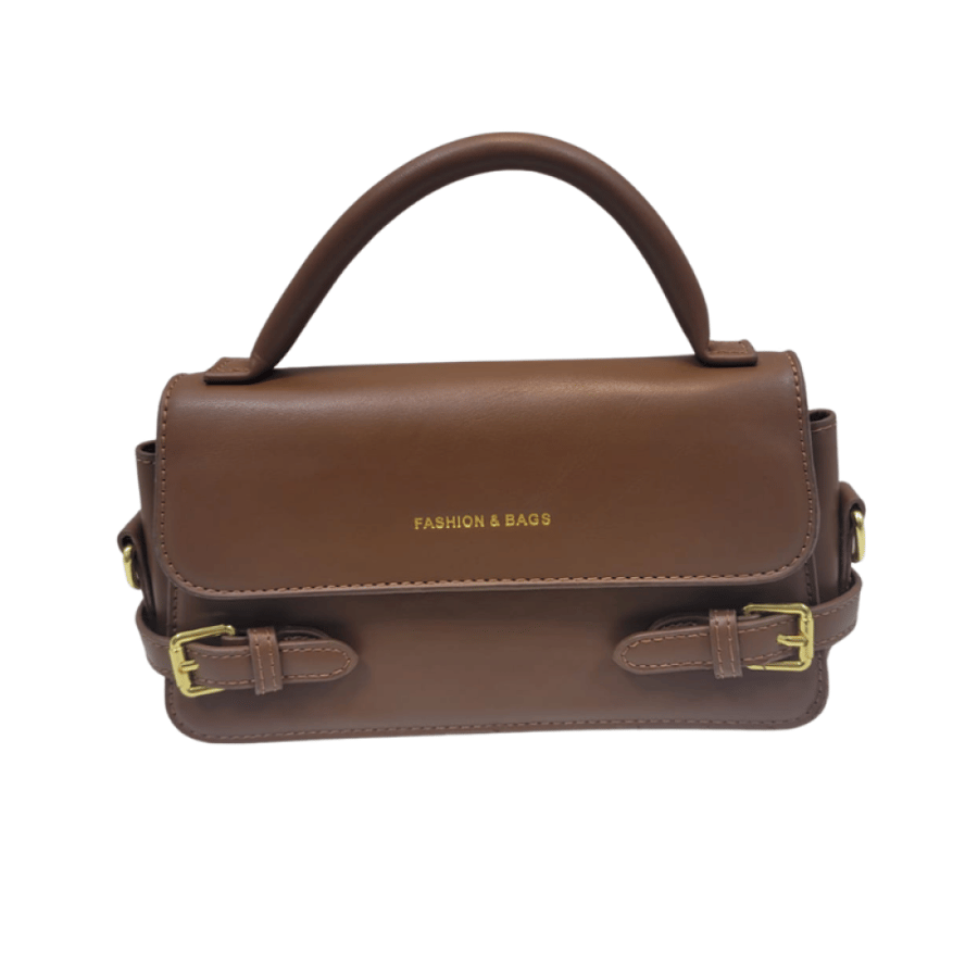 حقيبة يد وكتف نسائية بني شوكولاتي بتصميم أبازيم من Fashio  Bags مستعمل