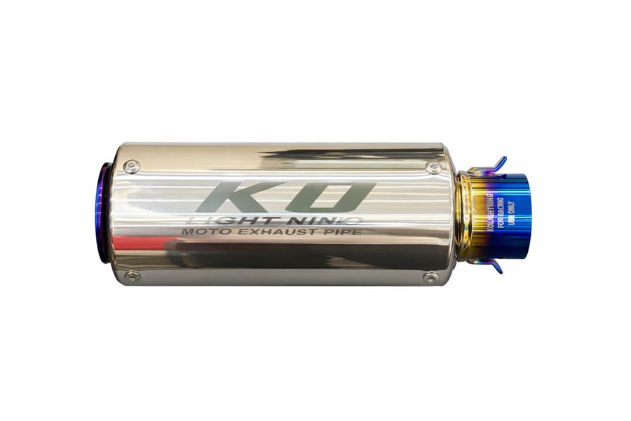 KD Motorcycle Exhaust Pipe 51mm Nickel Blue Tip - عادم دراجة نارية KD مقاس 51 ملم طرف أزرق نيكل