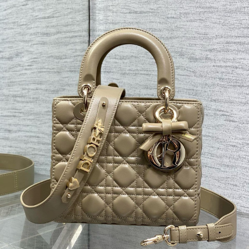 حقيبة ليدي ديور My ABCDior صغيرة بجلد الخروف بنقشة Cannage
