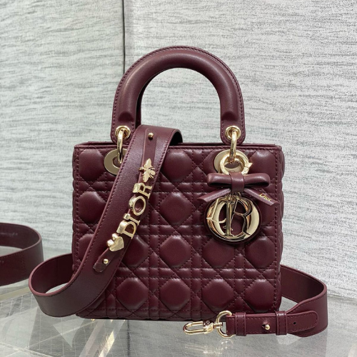 حقيبة ليدي ديور My ABCDior صغيرة بجلد الخروف بنقشة Cannage