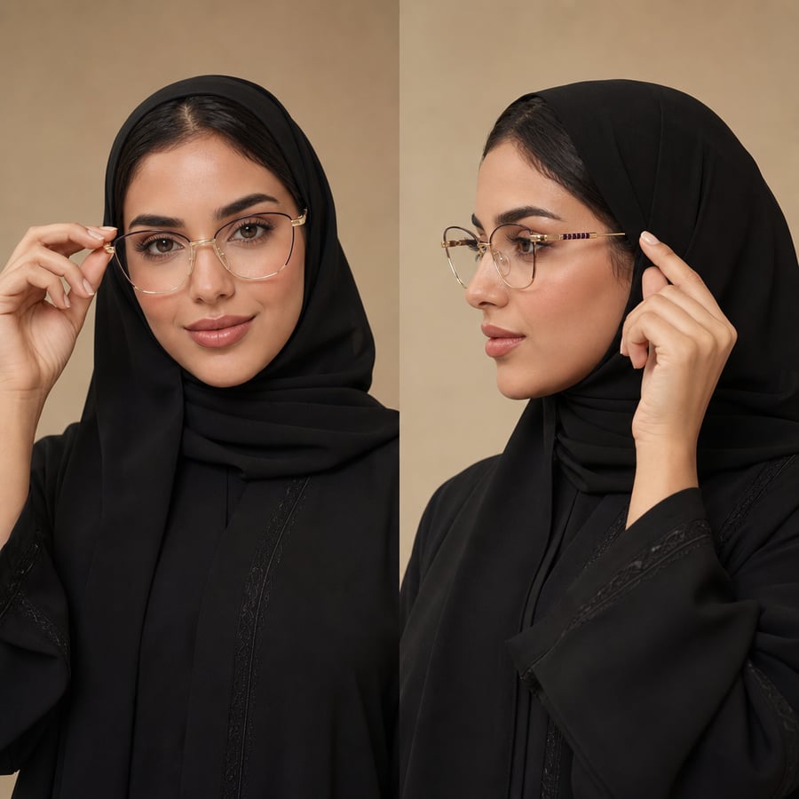 إطار نظارة طبي ذهبي متوافق مع عدسات بلو لايت