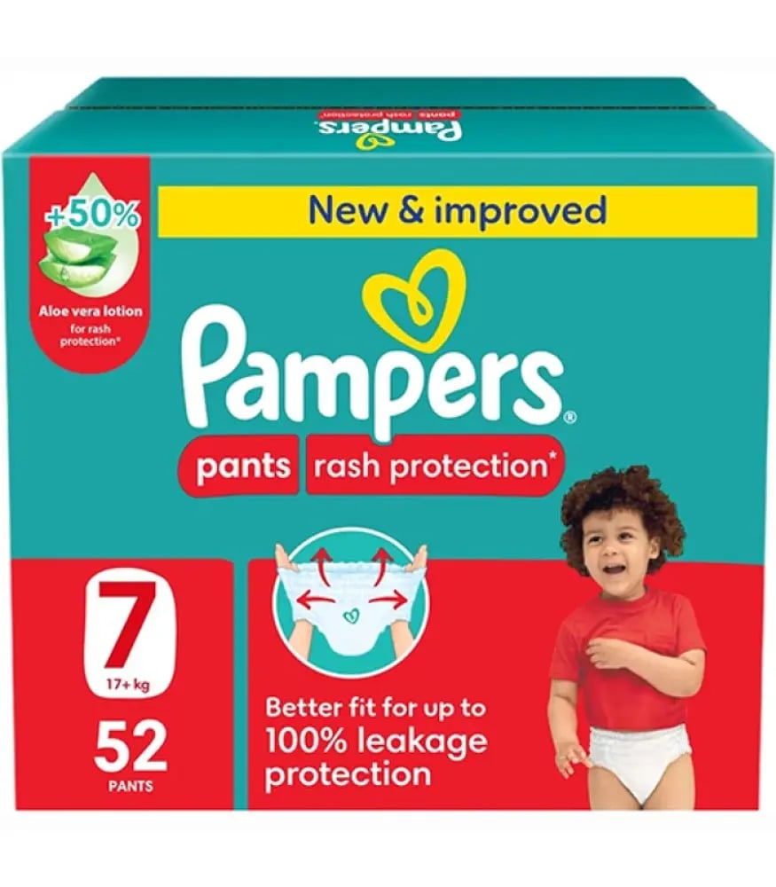 Pampers diapers, 7 + 17 kilograms, 52 diapers