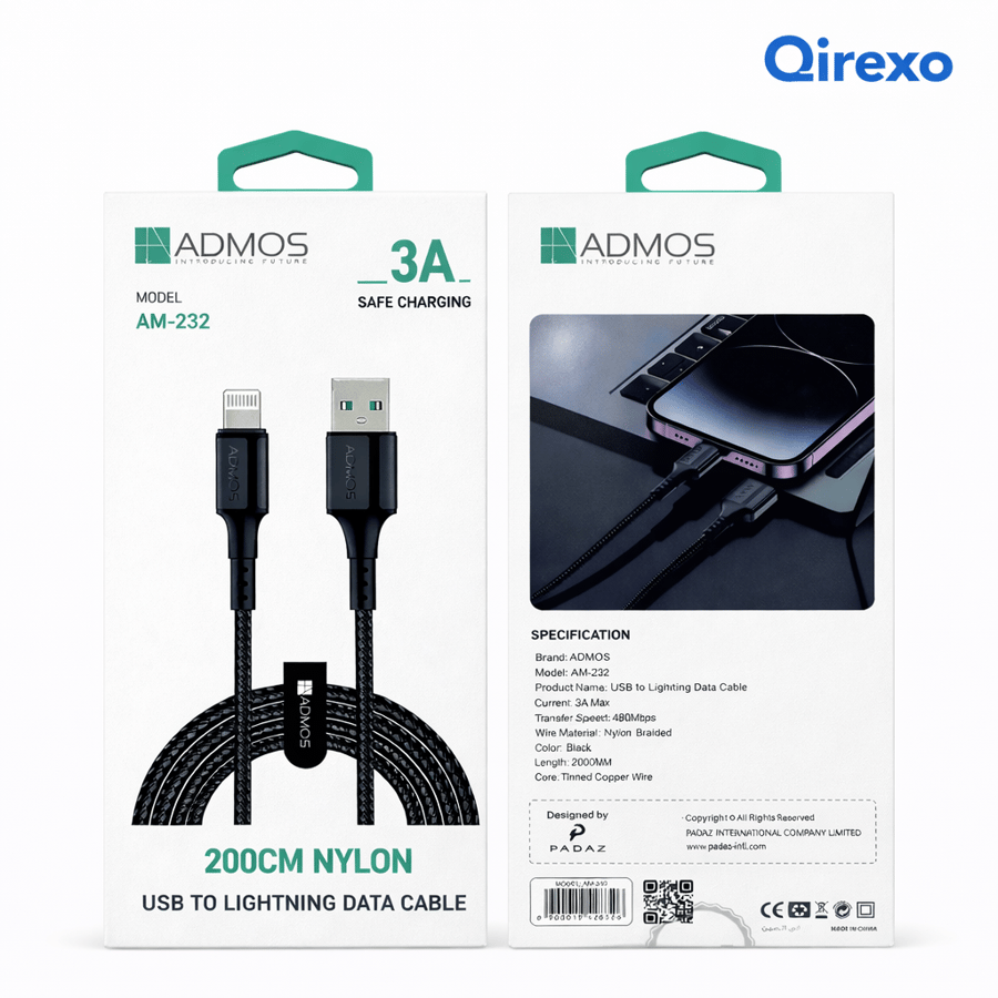 أدموس - كيبل USB إلى Lightning نايلون 200 سم