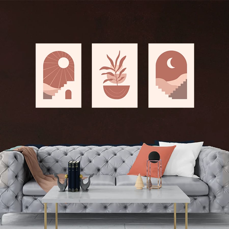 طقم من 3 لوحات ثلاثية بتصميم عصري