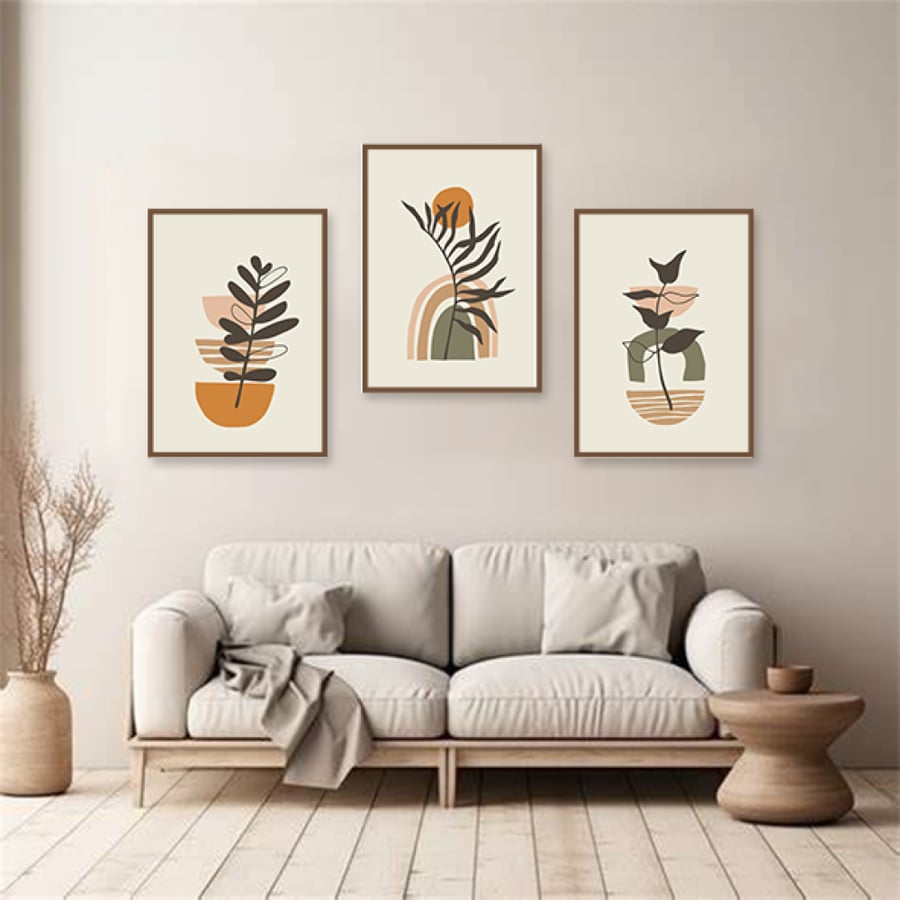 طقم من 3 لوحات ثلاثية بتصميم عصري
