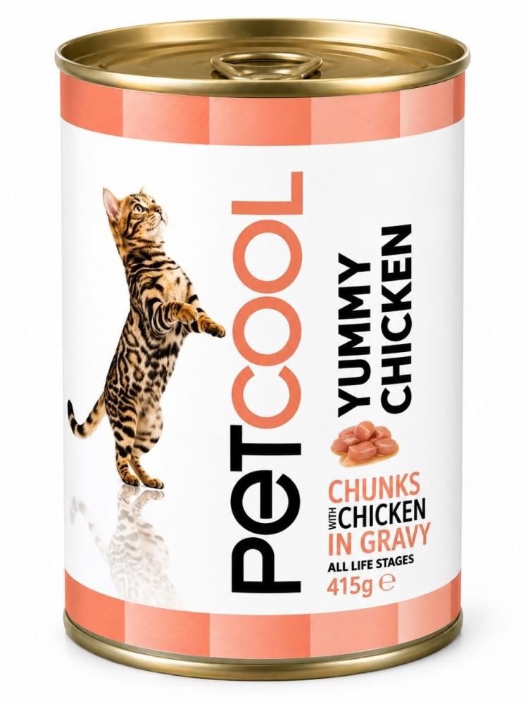 معلبات اكل قطط رطب pet cool دجاج 415 جرام