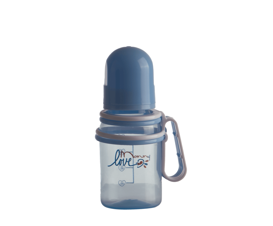 Blue seamless feeding bottle with double handle 120 ml