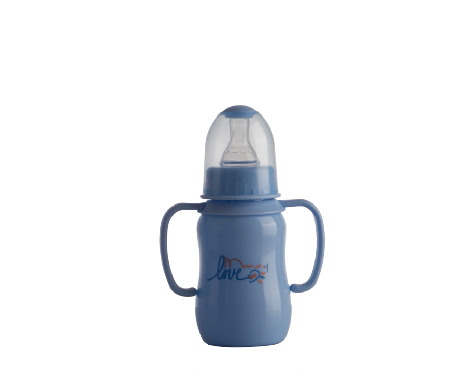 Colored concave feeding bottle with hand 125 ml solid
