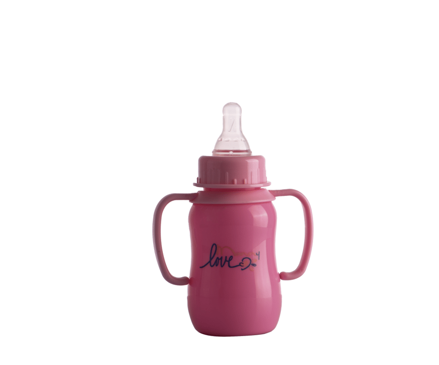 Colored concave feeding bottle with hand 125 ml solid