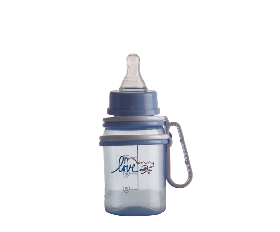 Blue seamless feeding bottle with double handle 120 ml