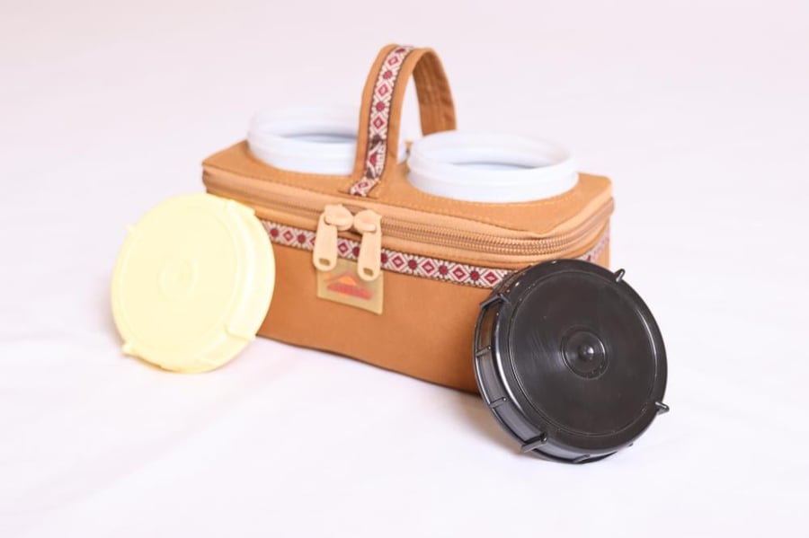 Double tin box bag