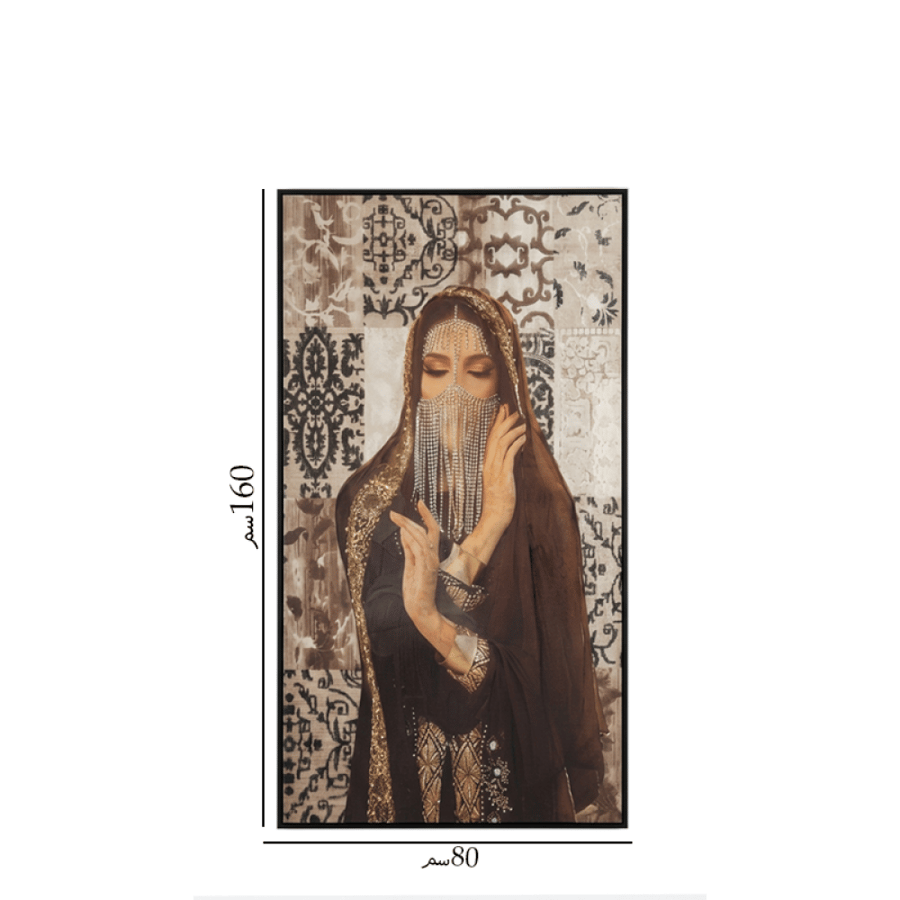 لوحة جدارية اطار اسود 160سم بعلاق عباية رقم 11866
