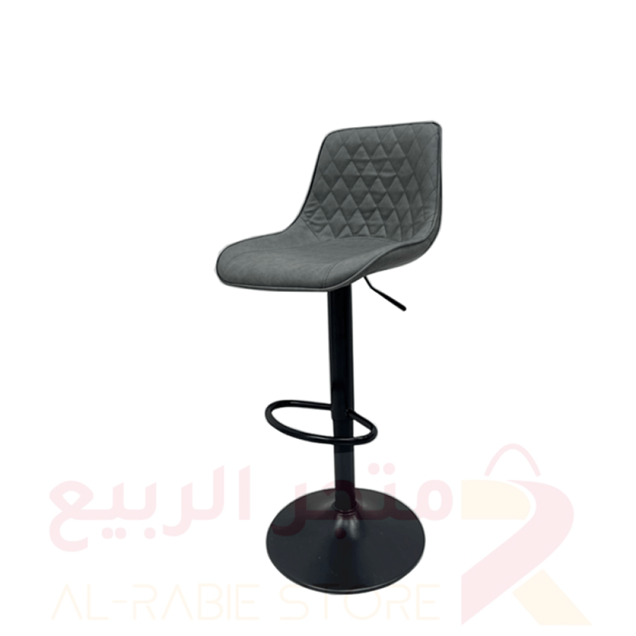 كرسي كاونتر مفرد جلد رصاصي هيكل حديد رقم 671-1