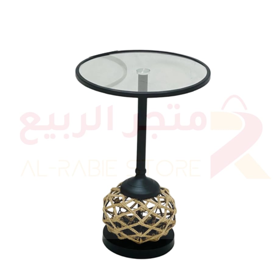 طاولة خدمة (ضيافة) مفرد زجاج بقاعدة حديد رقم RT-8141