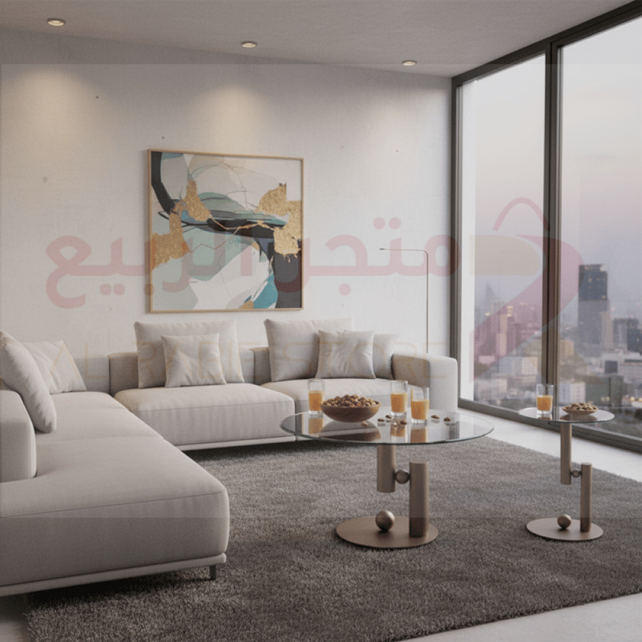 طقم طاولات ضيافة (كنب) زجاج هيكل حديد برونزي 5قطع رقم 10750A/b