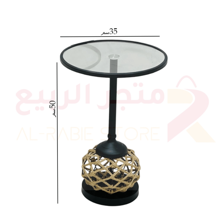 طاولة خدمة (ضيافة) مفرد زجاج بقاعدة حديد رقم RT-8141