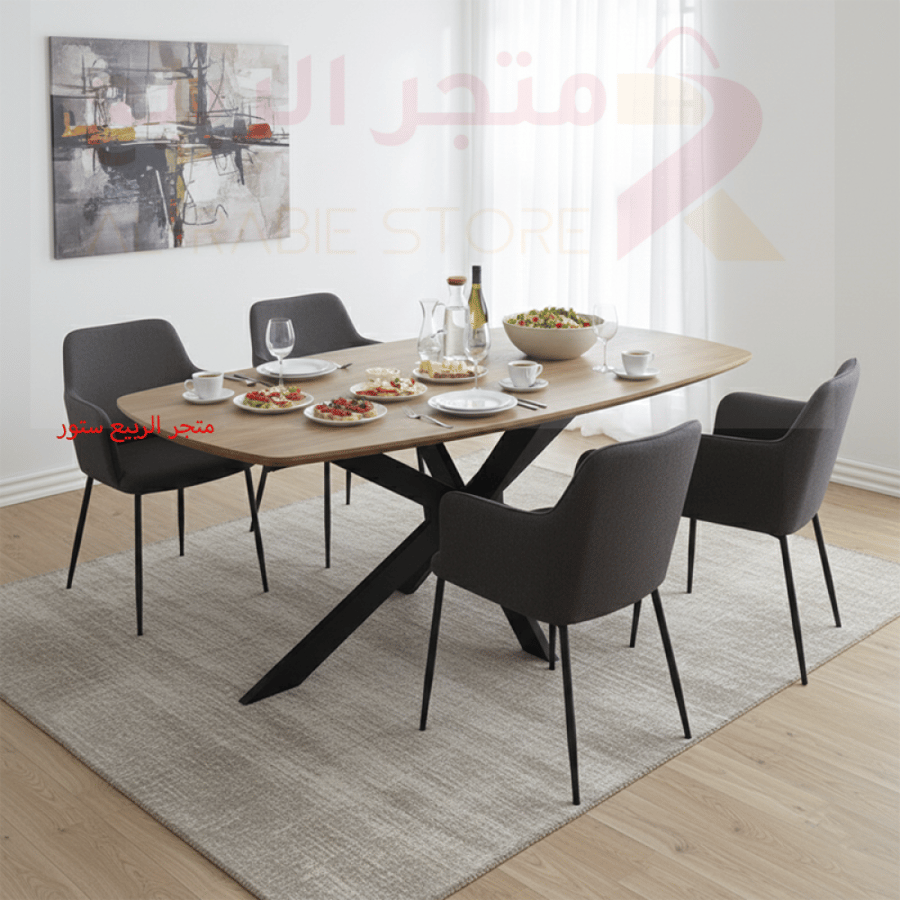 طاولة ضيافة مفرد خشب بني بقاعدة حديد رقم DT-6002