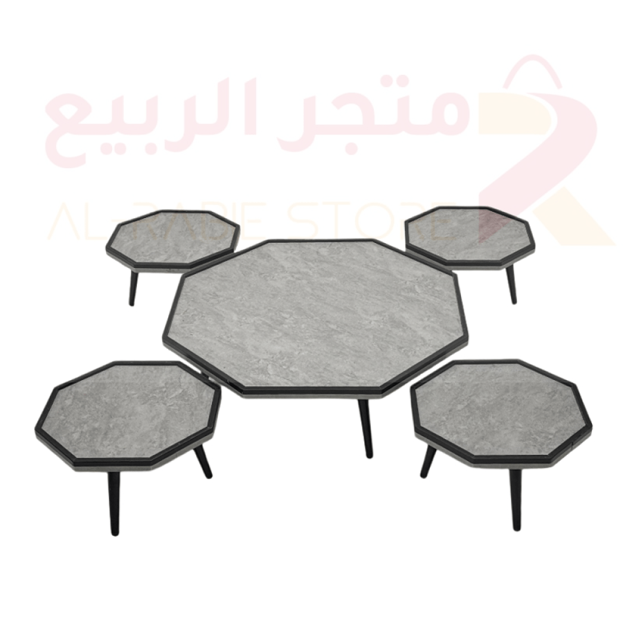 طقم طاولات ارضي خشب رمادي 5قطع رقم M332