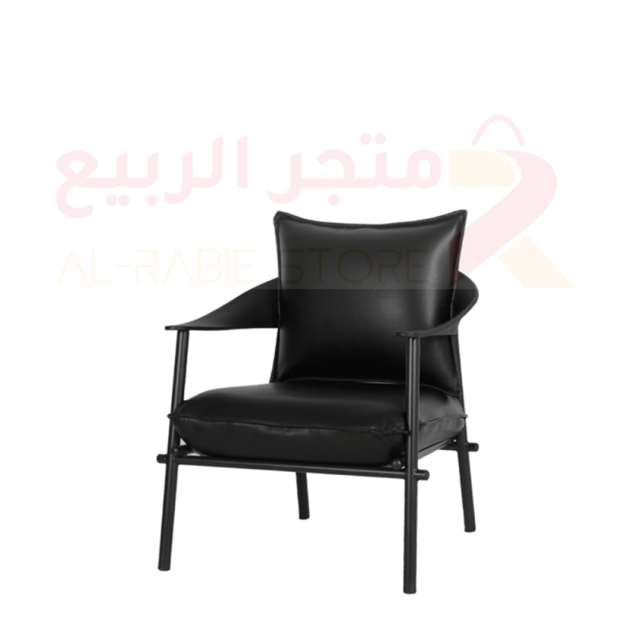 كرسي مودرن جلد اسود هيكل حديد رقم 8166