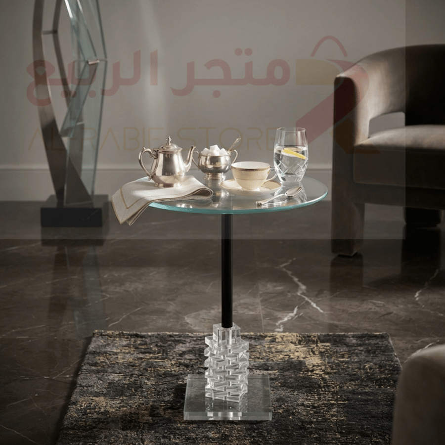 طاولة خدمة مفردة زجاج بقاعدة كريستال رقم OG-38
