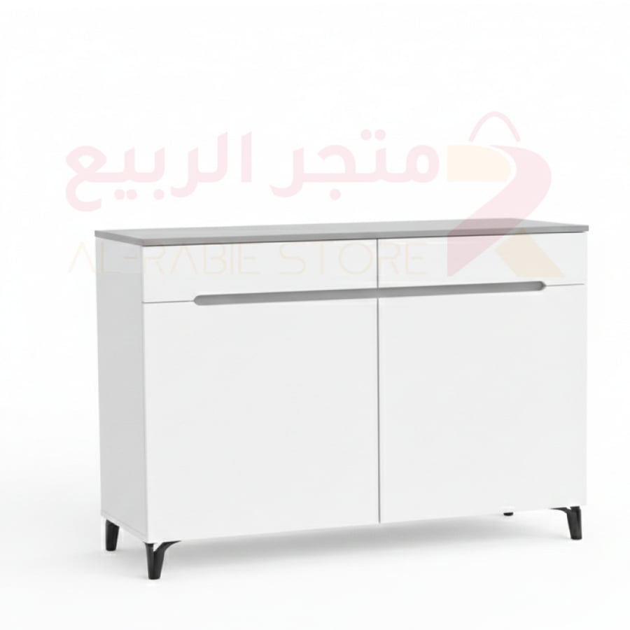 دولاب (جزامة) أحذية خشب ابيض 2باب 2درج أرجل حديد 3رف رقم A178