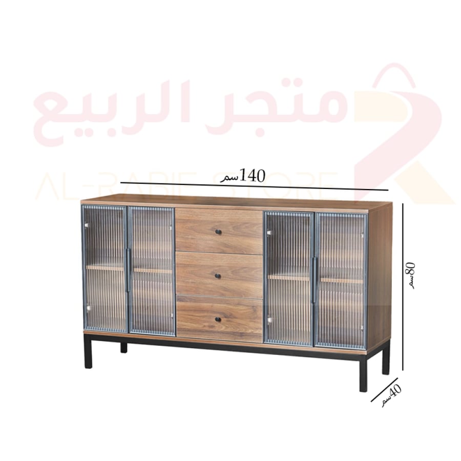 دولاب (ركن) بوفيه خشب بني 4ابواب 3ادراج رقم Y-001