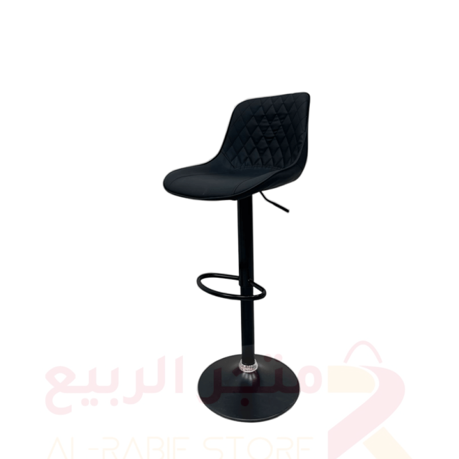 كرسي كاونتر مفرد جلد اسود هيكل حديد رقم 671-1